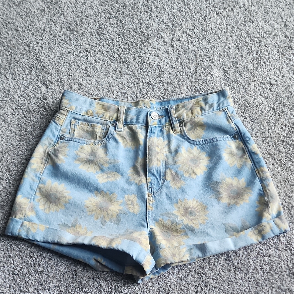 American Eagle Outfitters Light Blue Sunflower Jean Shorts